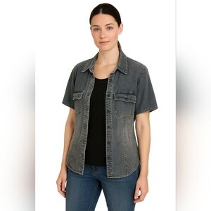 2/22$ Encore Jeans Gray Denim Top